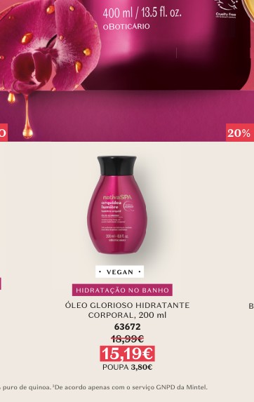 ÓLEO GLORIOSO HIDRATANTE CORPORAL, 200 ml