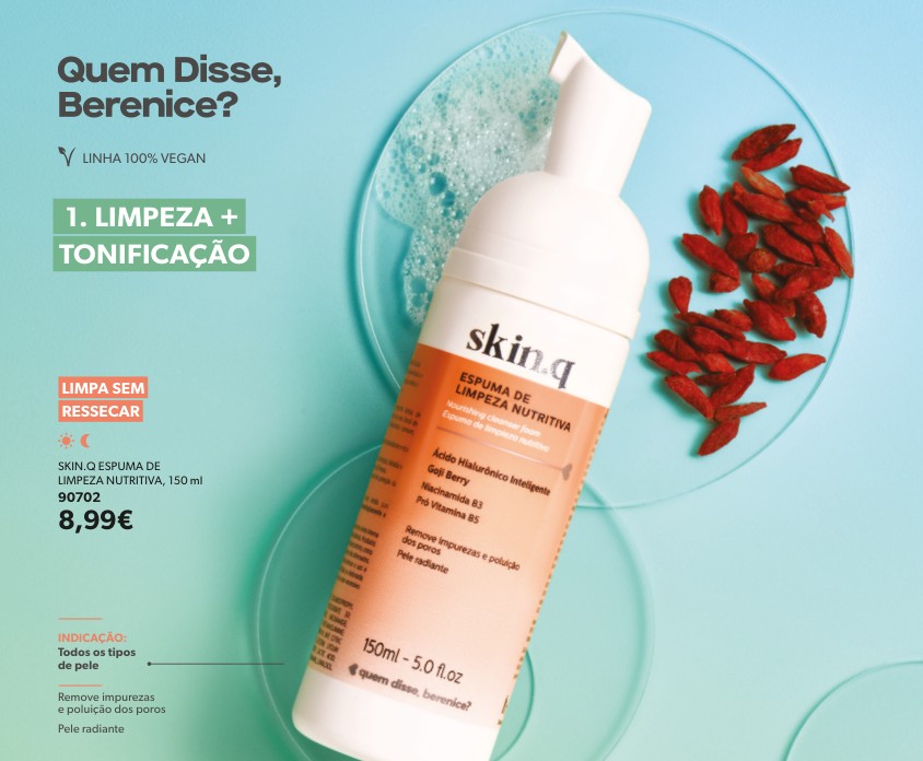 SKIN.Q ESPUMA DE LIMPEZA NUTRITIVA, 150 ml